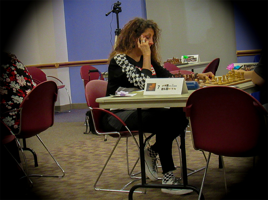 This was Sheryl Mc Broom's first Texas Women's Chess Championship. Photo by Jim Hollingsworth at North Richland Hills Library.